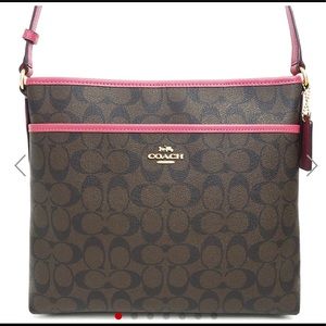 Coach Signature Messenger Crossbody Bag Pink Strap